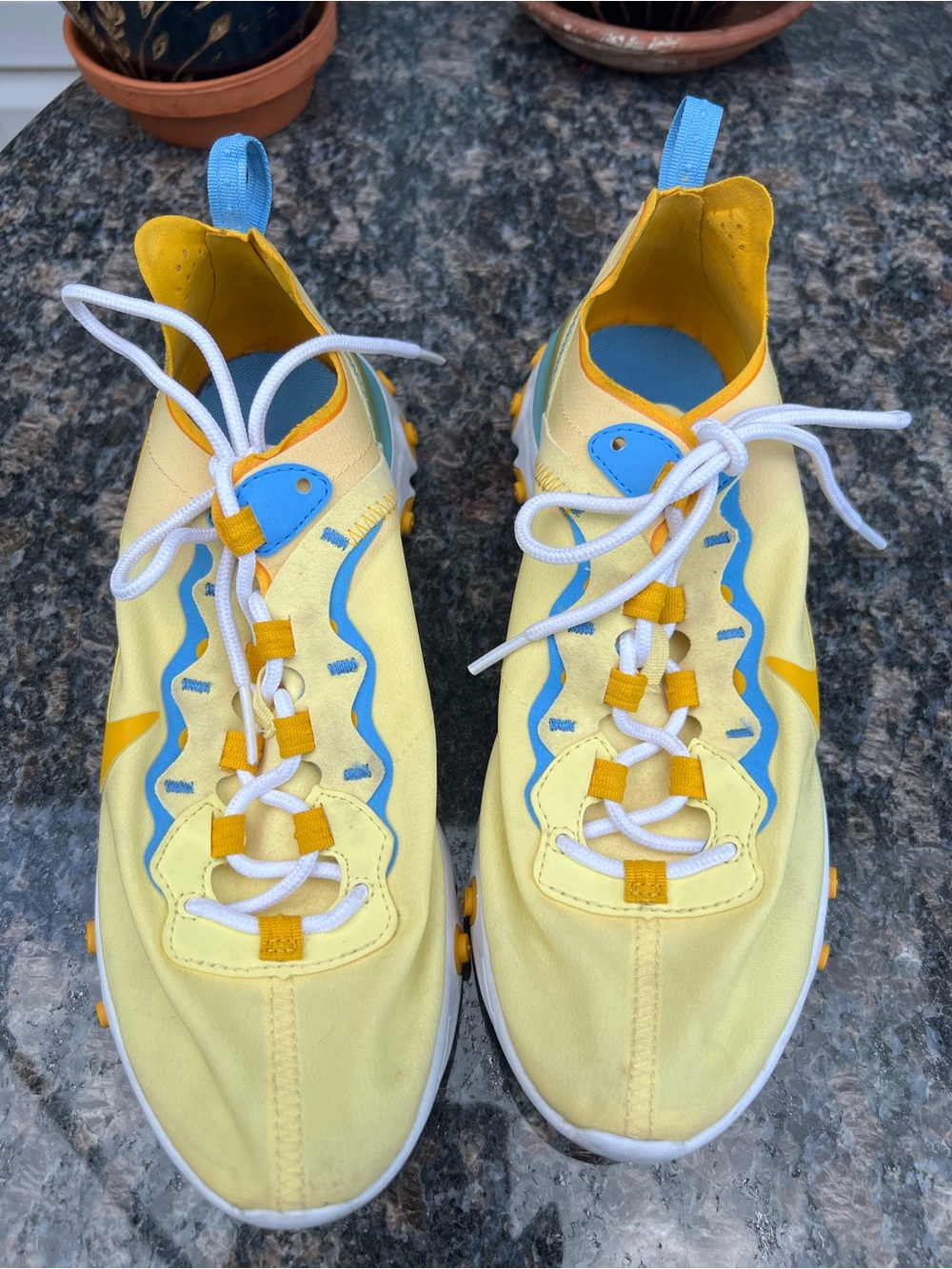 Women’s - Nike React Element 55 Yellow, Blue, Gold size 8